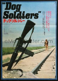 4t0219 WHO'LL STOP THE RAIN Japanese 1978 cool image of assault rifle buried on train tracks!