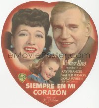 4t0878 ALWAYS IN MY HEART die-cut Spanish herald 1942 Kay Francis, Walter Huston, Gloria Warren!