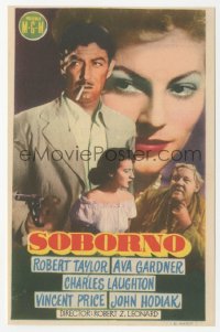 4t0897 BRIBE Spanish herald 1951 Robert Taylor, sexy Ava Gardner, Charles Laughton, different!