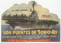 4t0898 BRIDGES AT TOKO-RI die-cut Spanish herald 1959 James Michener, different aircraft carrier art!