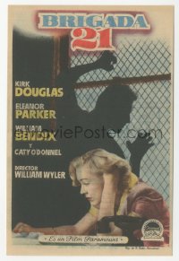 4t0932 DETECTIVE STORY Spanish herald 1952 distraught Eleanor Parker by Kirk Douglas silhouette!