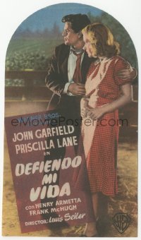 4t0946 DUST BE MY DESTINY die-cut Spanish herald 1950 different image of Garfield & Priscilla Lane!