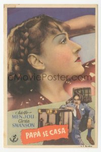 4t0949 FATHER TAKES A WIFE Spanish herald 1941 different image of Gloria Swanson & Adolphe Menjou!
