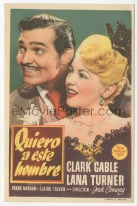 4t0982 HONKY TONK Spanish herald 1941 different close up of Clark Gable & sexy Lana Turner!