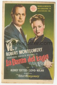 4t1012 LADY IN THE LAKE Spanish herald 1947 different image of Robert Montgomery & Audrey Totter!