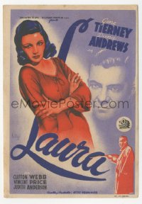 4t1014 LAURA Spanish herald 1946 different Soligo art of Dana Andrews & sexy Gene Tierney, Preminger