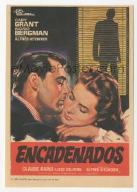 4t1039 NOTORIOUS Spanish herald R1967 different Jano art of Cary Grant & Ingrid Bergman, Hitchcock!
