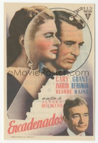 4t1038 NOTORIOUS Spanish herald 1948 Cary Grant, Ingrid Bergman, Hitchcock, cool key design!