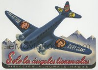 4t1045 ONLY ANGELS HAVE WINGS die-cut Spanish herald 1943 Cary Grant & Jean Arthur on airplane wings!