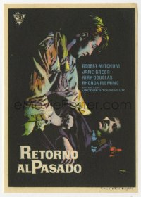 4t1046 OUT OF THE PAST Spanish herald 1958 different art of Robert Mitchum over guy by Mac Gomez!