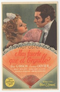 4t1056 PRIDE & PREJUDICE Spanish herald 1940 Laurence Olivier, Greer Garson, from Jane Austen novel!