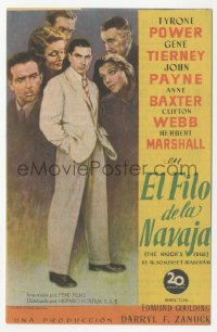 4t1064 RAZOR'S EDGE Spanish herald 1948 Tyrone Power, Gene Tierney & cast, W. Somerset Maugham