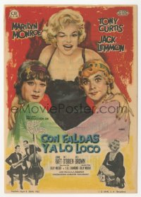 4t1086 SOME LIKE IT HOT Spanish herald 1963 Mac art of Marilyn Monroe with Curtis & Lemmon in drag!