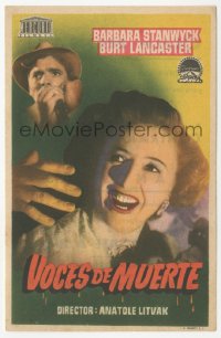 4t1088 SORRY WRONG NUMBER Spanish herald 1950 different image of Burt Lancaster & Barbara Stanwyck!