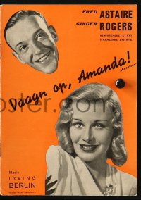 4t0693 CAREFREE Danish program 1938 Fred Astaire & Ginger Rogers dancing again, Irving Berlin, rare!
