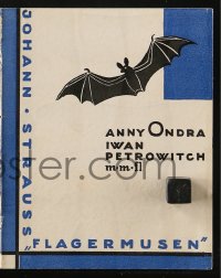 4t0721 DIE FLEDERMAUS Danish program 1931 Anny Ondra in Johann Strauss' famous opera, rare!