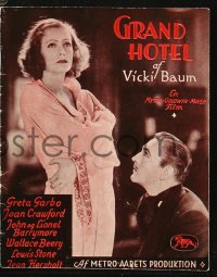 4t0748 GRAND HOTEL Danish program 1932 Greta Garbo, John Barrymore, Joan Crawford, different & rare!