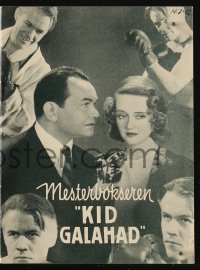 4t0774 KID GALAHAD Danish program 1937 Edward G. Robinson, Bette Davis, Humphrey Bogart, different!