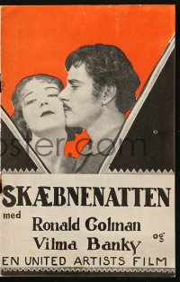 4t0802 NIGHT OF LOVE Danish program 1927 different images of Ronald Colman & Vilma Banky, rare!
