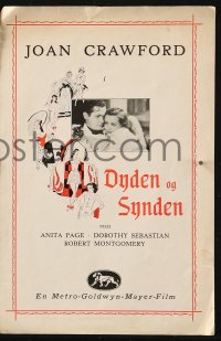 4t0810 OUR BLUSHING BRIDES Danish program 1932 Joan Crawford, Robert Montgomery, different & rare!