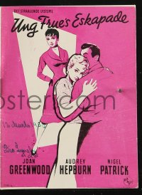 4t0870 YOUNG WIVES' TALE Danish program 1954 art of Audrey Hepburn, Joan Greenwood & Nigel Patrick!