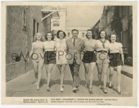 4w0978 ARTISTS & MODELS ABROAD 8x10.25 still 1938 Jack Benny walking on studio street with 6 models!