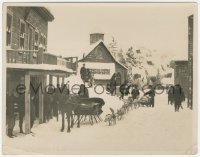 4w1255 GOLD RUSH deluxe 8x10.25 still 1925 great image of dog sled on busy street, Charlie Chaplin!
