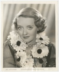 4w1257 GOLDEN ARROW 8.25x10 still 1936 portrait of Bette Davis w/a neckline of artificial daisies!