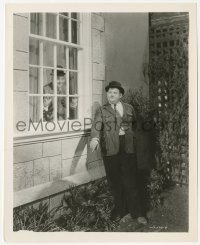 4w1506 NIGHT OWLS 8x10 still 1930 Oliver Hardy hides from Stan Laurel looking out window, very rare!