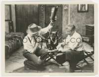 4w1518 ON THE BORDER candid 8x10.25 still 1930 Rin Tin Tin wearing glasses & reading over his script!