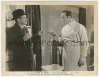 4w1538 PEARL OF DEATH 8x10.25 still 1944 Basil Rathbone as Sherlock Holmes holds gun on Miles Mander