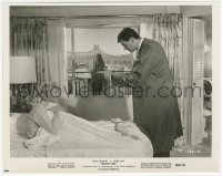 4w1545 PILLOW TALK 8x10 still R1964 Rock Hudson scolding Doris Day laying in bed!