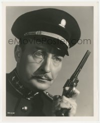 4w1652 SON OF FRANKENSTEIN 8.25x10 still 1939 close up of Lionel Atwill as Inspector Krogh w/ gun!