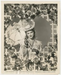 4w1735 UNDER WESTERN SKIES 8.25x10 still 1944 portrait wearing great dress & parasol in heart frame!