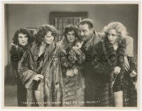 4w1766 WILD PARTY 7.75x9.75 still 1929 sexy Clara Bow & 3 other girls in fur coats seducing man!