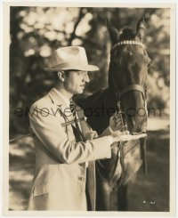 4w1768 WILLIAM POWELL 8x10 key book still 1930s great close up in suit, tie & hat feeding his horse!