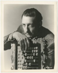 4w1775 WIVES UNDER SUSPICION 8.25x10.25 still 1938 cool portrait of Warren William w/ skull abacus!