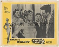 4w0410 BRIDE IS MUCH TOO BEAUTIFUL LC 1958 c/u of sexy angry Brigitte Bardot, Her Bridal Night!
