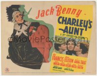 4w0080 CHARLEY'S AUNT TC 1941 Kapralik art of Jack Benny in drag as old lady w/ cigar, Kay Francis!