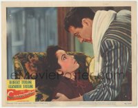 4w0451 CONSPIRATOR LC #2 1949 great close up of Robert Taylor with surprised Elizabeth Taylor!