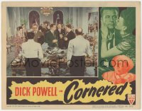 4w0454 CORNERED LC 1946 cool image of Dick Powell talking to Walter Slezak at party w/ many people!