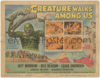 4w0091 CREATURE WALKS AMONG US TC 1956 Reynold Brown art of monster holding victim over his head!