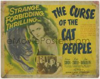4w0092 CURSE OF THE CAT PEOPLE TC 1944 c/u of sexy Simone Simon + great art of snarling cat!