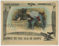 4w0495 DOWN TO THE SEA IN SHIPS LC 1922 great image of guy pointing gun at Clara Bow in disguise!