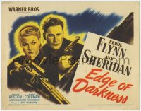 4w0113 EDGE OF DARKNESS TC 1942 cool image of Errol Flynn & Ann Sheridan, both pointing guns!