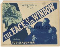 4w0120 FACE AT THE WINDOW TC 1939 Tod Slaughter, wild artwork of wacky monster, English horror!