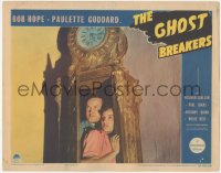4w0534 GHOST BREAKERS LC 1940 great close up of Bob Hope & Paulette Goddard hiding inside clock!