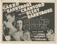 4w0146 GRAND HOTEL TC R1950s Greta Garbo, John & Lionel Barrymore, Wallace Beery, Joan Crawford