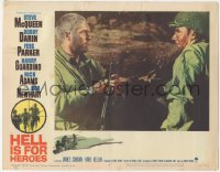 4w0568 HELL IS FOR HEROES LC #4 1962 c/u of Steve McQueen & Harry Guardino in trench in WWII!