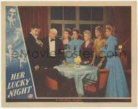 4w0570 HER LUCKY NIGHT LC 1945 Noah Beery Jr. in tuxedo with The Andrews Sisters & others!